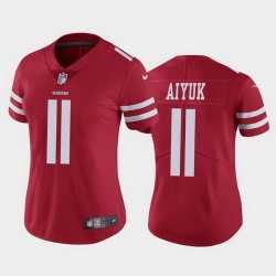 Womens San Francisco 49ers #11 Brandon Aiyuk Red Team Color Stitched NFL Vapor Untouchable Limited Jersey->women nfl jersey->Women Jersey